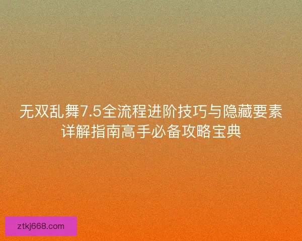 无双乱舞7.5全流程进阶技巧与隐藏要素详解指南高手必备攻略宝典