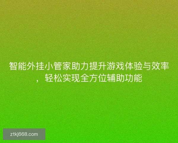 智能外挂小管家助力提升游戏体验与效率，轻松实现全方位辅助功能