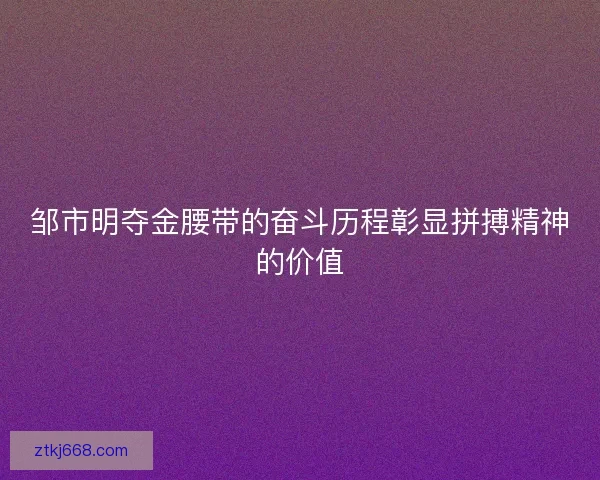 邹市明夺金腰带的奋斗历程彰显拼搏精神的价值